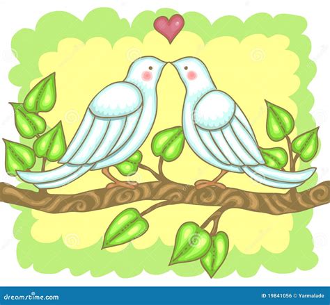 Love Birds Stock Vector Illustration Of Green Loving 19841056