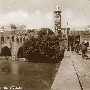 Hama, Syria, Bridge over Orontes River For sale as Framed Prints ...