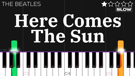 The Beatles Here Comes The Sun SLOW EASY Piano Tutorial YouTube