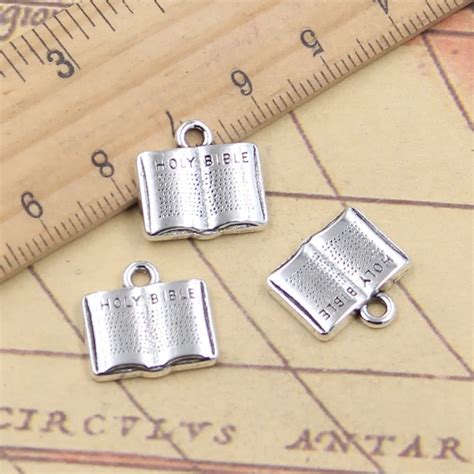 20pcs Charms Book Holy Bible 15x15mm Tibetan Silver Color Pendants