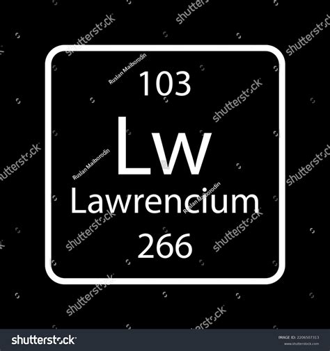 Lawrencium Symbol Chemical Element Periodic Table Stock Vector (Royalty ...