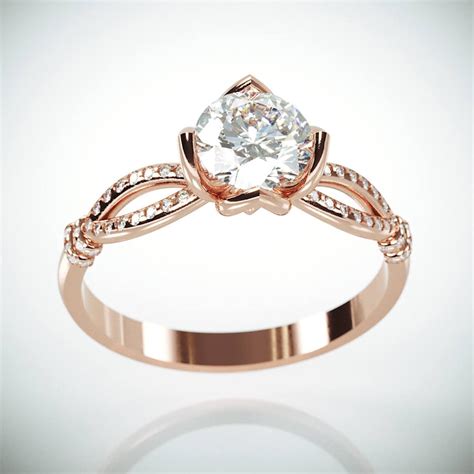 14k Rose Gold Lab Grown Diamond Engagement Ring In Royalty Etsy