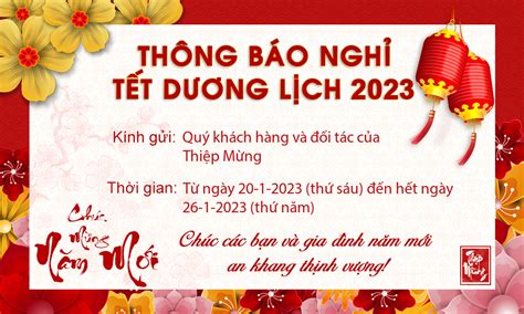 Tạo Thông báo nghỉ Tết Dương Lịch 2023 online