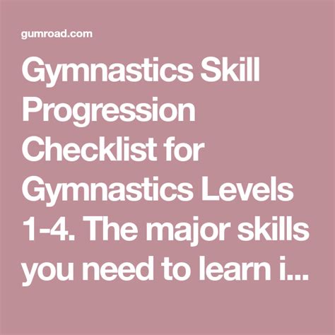 Gymnastics Skill Progression Checklist For Gymnastics Levels 1 4 The