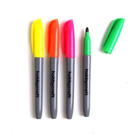 Fluorescent Permanent Markers 4 Pack | Hobbycraft