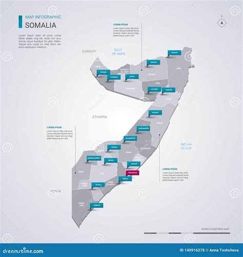 Somalia Vector Map With Infographic Elements Pointer Marks Stock