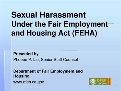 Ppt Sexual Harassment Under The Fair Employment And Housing Act Feha