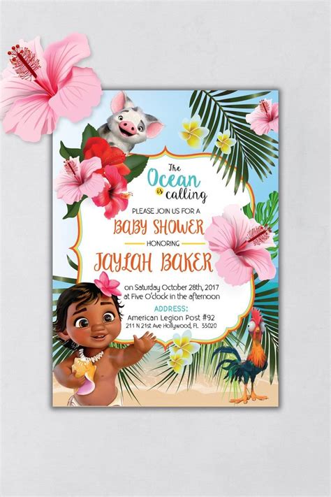 Moana Baby Shower Invitation Baby Registry Card Diaper Etsy Moana