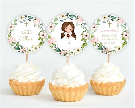 Cupcake Toppers For Girl First Holy Communion 1st Communion Girl