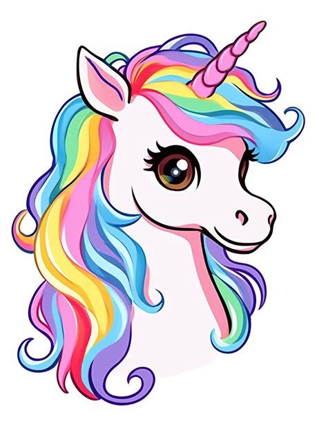 A Cartoon Unicorn With A Rainbow Mane And A Long Mane Generative Ai