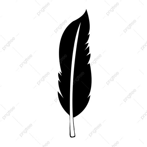 Black Feather Silhouette Vector PNG, Cartoon Hand Painted Black Feather ...