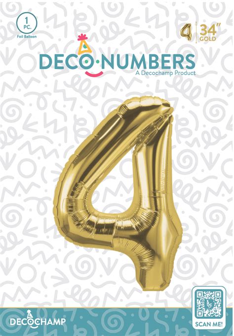 Number 4 Gold Foil Balloon 34" (Single Pack) DECONUMBER