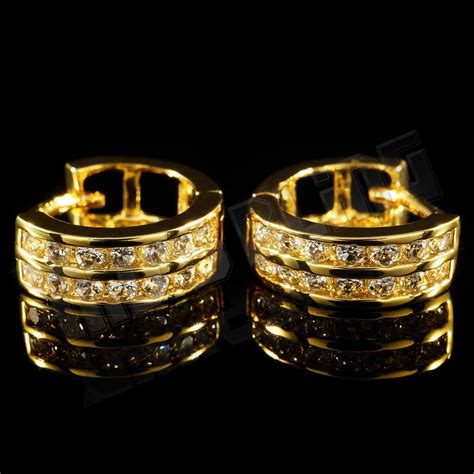 18k Gold Huggie Hoop Leverback Earring Nivs Bling