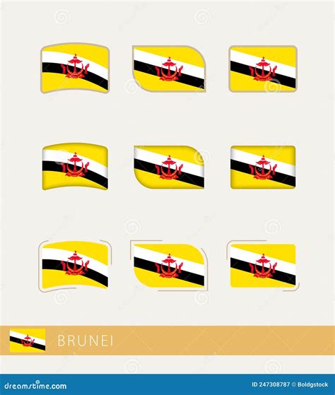 Vector Flags Of Brunei Collection Of Brunei Flags Stock Vector