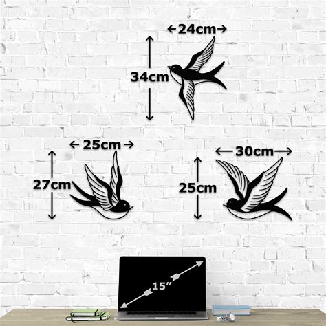 Swallow Metal Wall Art Set 3 Birds Laser Cut Wall Decor Etsy