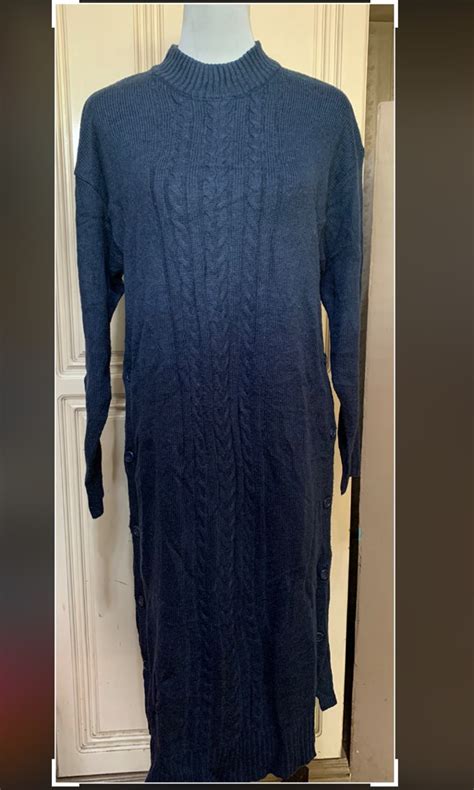 Dark Blue Cable Knit Maxi Dress Womens Fashion Dresses And Sets