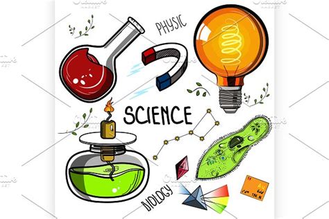 Hand Drawn Science Set Pre Designed Illustrator Graphics Creative