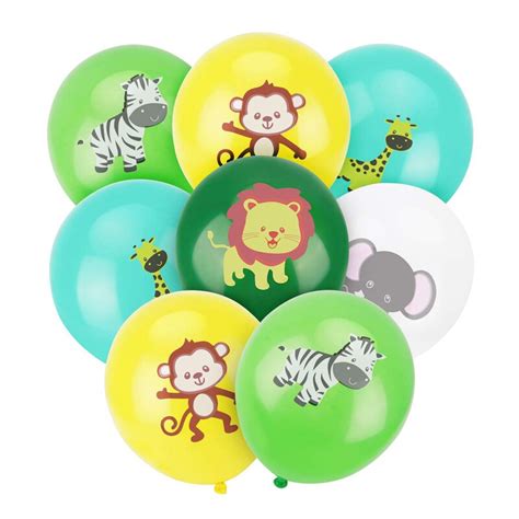 12pcs Jungle Safari Animal Balloon Elephant Zeba Monkey Giraffe