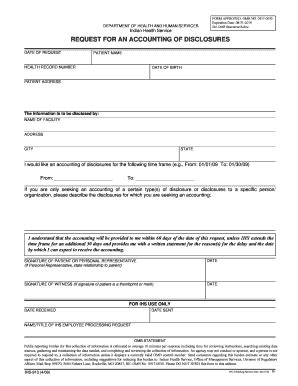 Fillable Online Hhs FORM IHS 913 Request For An Accounting Of