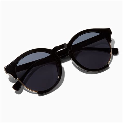 Gold Cutout Black Round Sunglasses | Claire's US