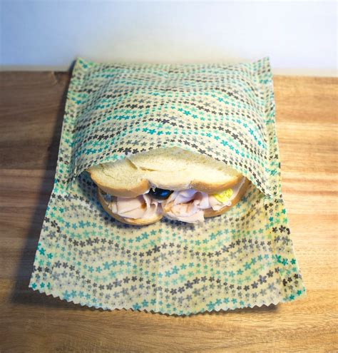 Reusable Beeswax Sandwich Bag In Blue Flower Print Etsy