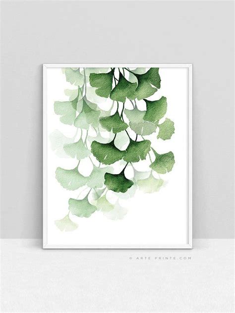 Ginko Leaves Print Watercolor Print Ginkgo Leaf Wall Art Etsy