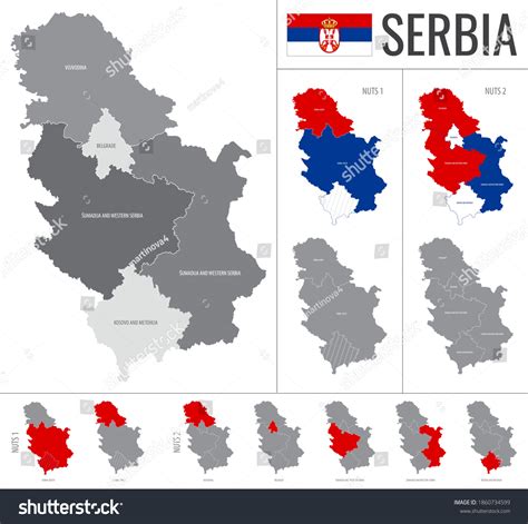 Detailed Vector Map Serbia Regions Country Stock Vector (Royalty Free ...