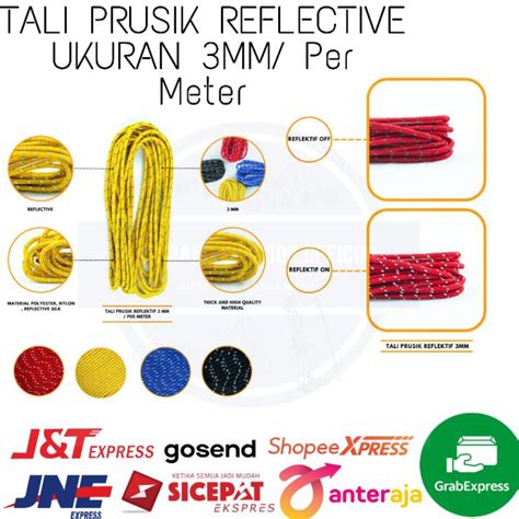 Jual Tali Prusik Reflective Ukuran 3mm Tali Paracord Per Meter Shopee