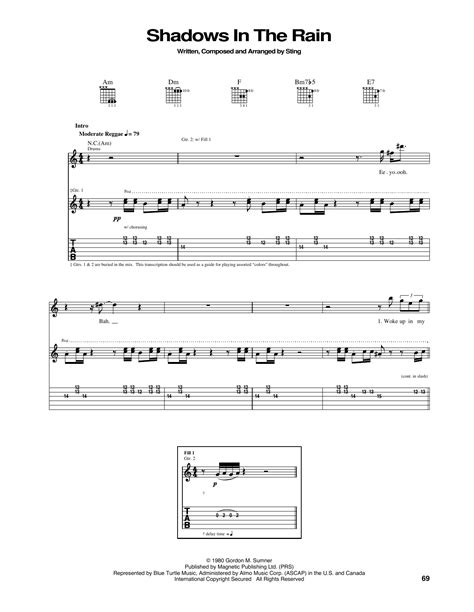 Shadows In The Rain By The Police Guitar Tab Guitar Instructor