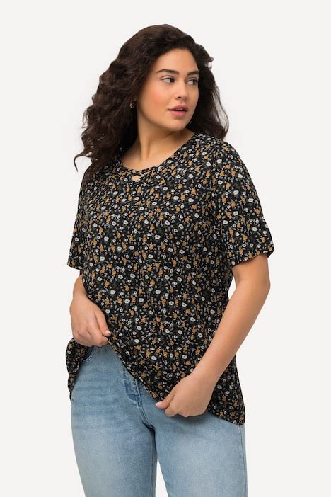 Ditsy Floral Short Sleeve V Neck Tee T Shirts Tops