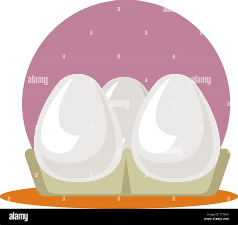 A Egg Tray with three eggs in purple background, vector, color drawing ...