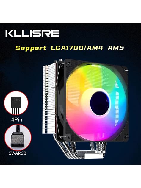 Kllisre Cpu Cooler Rgb 5v Argb Cooling Fan Quiet Ventilador 4 Heat Pipes Radiator Intel Lga 1151