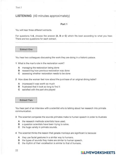 Listening Test 1 Part 1 Cambridge English Proficiency Cpe 2 Worksheet Live Worksheets