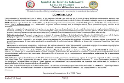 Ugelfajardo Gob Pe COMUNICADO PARA LOS DOCENTES ENCARGADOS EN LE