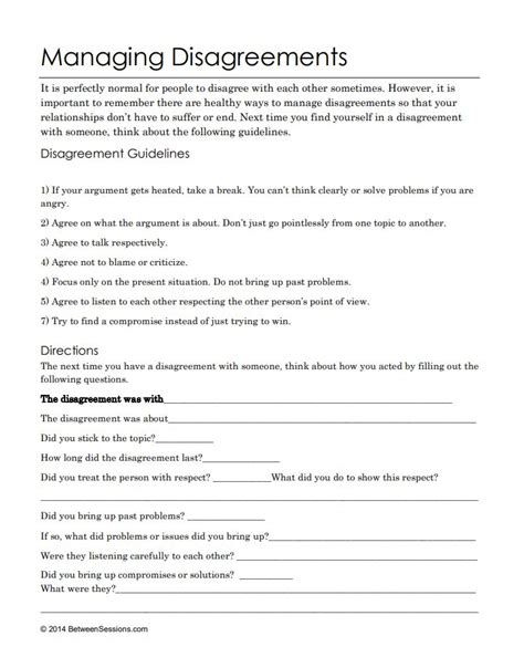 Couples Therapy Worksheets For Communication