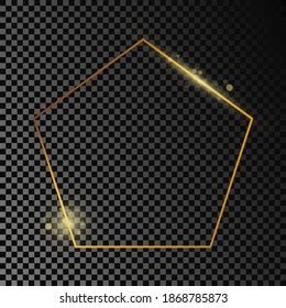 Gold Glowing Pentagon Shape Frame Isolated Stock Vector Royalty Free