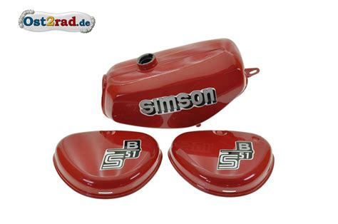 Tank Set Mit Seitendeckel S S Kirschrot Metallik Aufkleber Simson