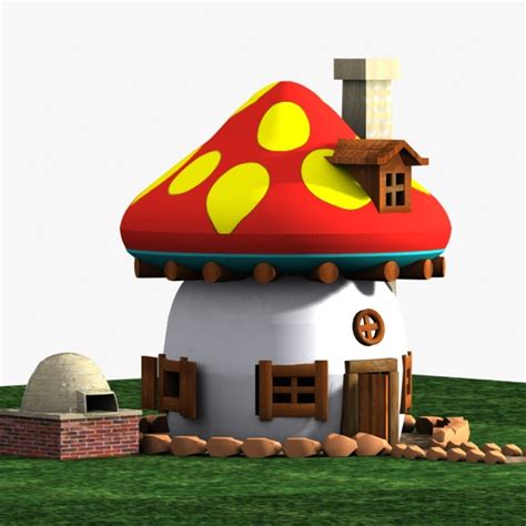 3d Model Mushroom House Smurf