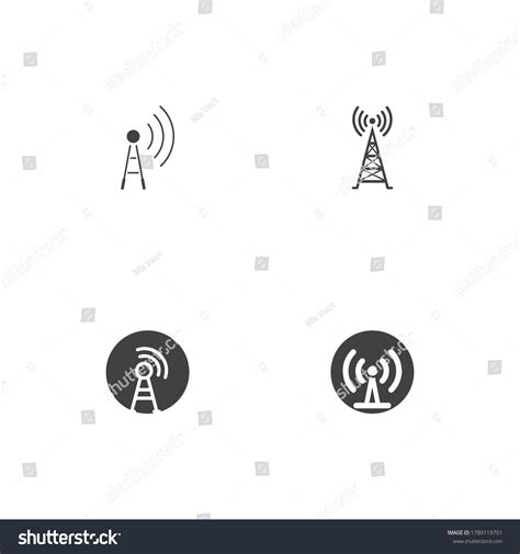 Signal Tower Icon Logo Template Illustration Royalty Free Stock