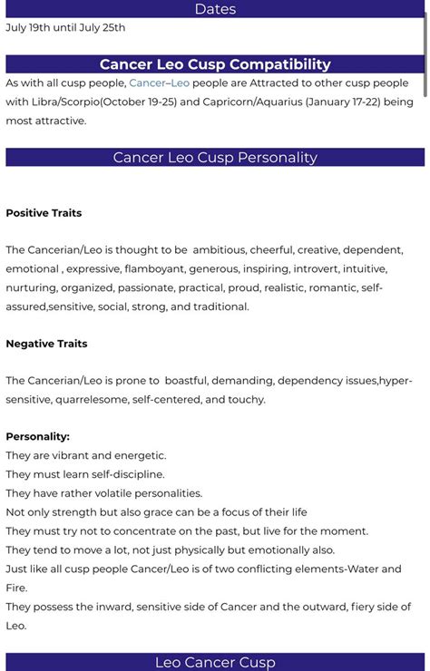 Cancer Leo Cusp Personality Traits Artofit