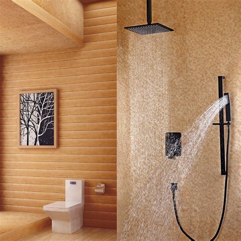 Dree Modern Square 12 Ceiling Mount Rain Shower Head Slide