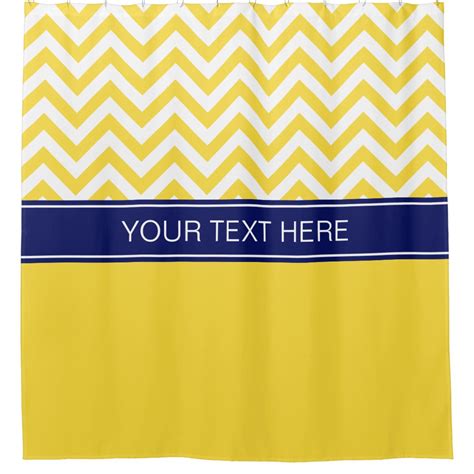 Pineapple Yellow Lg Chevron Cb Navy Name Monogram Shower Curtain Zazzle