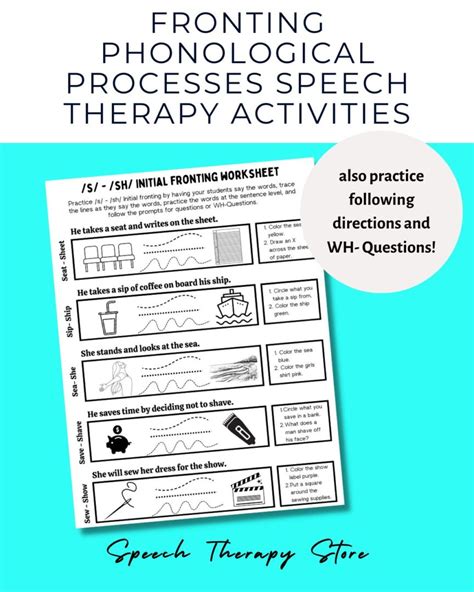 Fronting Phonological Process Speech Therapy Activities Speech