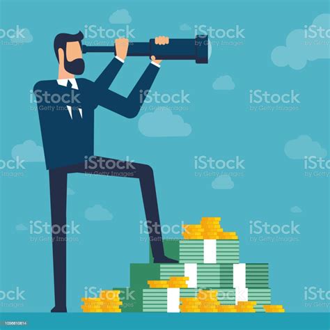 Businessman Looking Through Spyglass Stock Illustration Download Image Now Adult Business