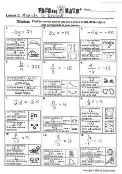 Fun FACEing Math One Step Algebra Assignment W Rational Coefficients