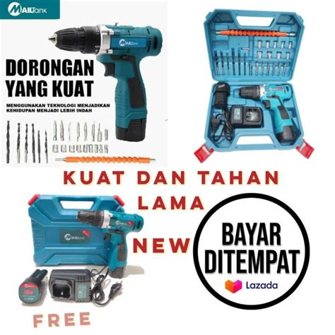 Mesin Bor Baterai Tembok Cordless Drill V Sh Mailtank Baterai