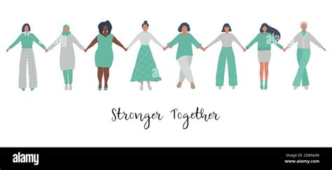 Diverse Group Of Women Are Holding Hands Stronger Together Concept