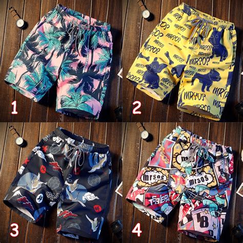 Summer Men Beach Shorts Floral Printed Swimming Causal Trunks Hawaii