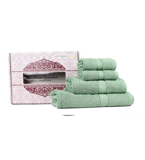 Buy Trident Green Cotton Towel Gift Kit Set Of 4 Online Towel Sets