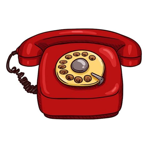 Telefone rotativo vermelho clássico vector cartoon Vetor Premium